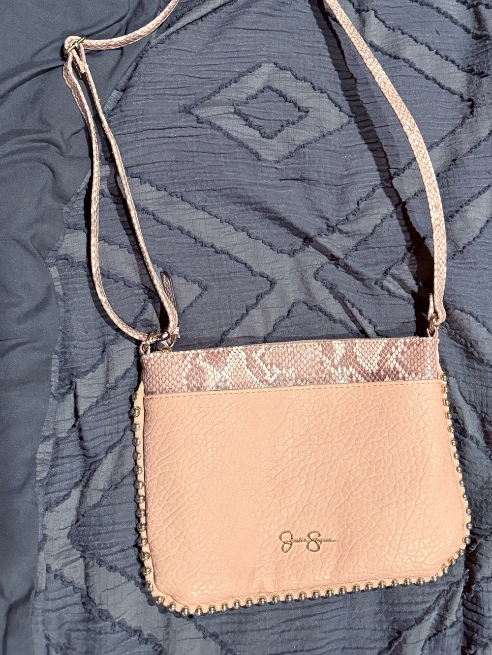 Jessica Simpson Blush Pink Crossbody with Snake-Trim